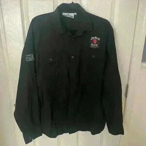 Jim Beam Long Sleeve Button Front Shirt XL Black Whiskey Drinking